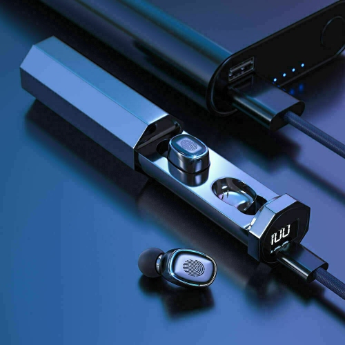 Polex Bluetooth Earphone Wireless Earbud Headphones Touch Control Waterproof Stereo Charging Case -Black