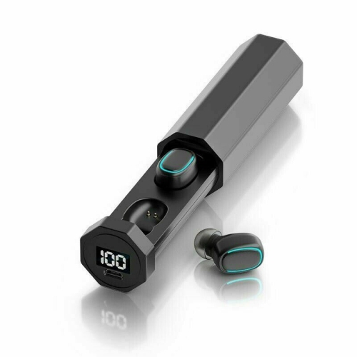 Polex Bluetooth Earphone Wireless Earbud Headphones Touch Control Waterproof Stereo Charging Case -Black