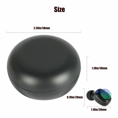 Rolin Wireless EarbudsTWS Bluetooth 5.0 Wireless HiFi in-Ear Earphones with Digital Charging Box for Work, Home Office -Black