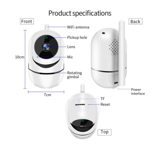 Tedi WiFi Security Home Camera 1080P FULL HD Videom Two Way Audio Night Vision Home Security Babyphone Camera Home Security -White