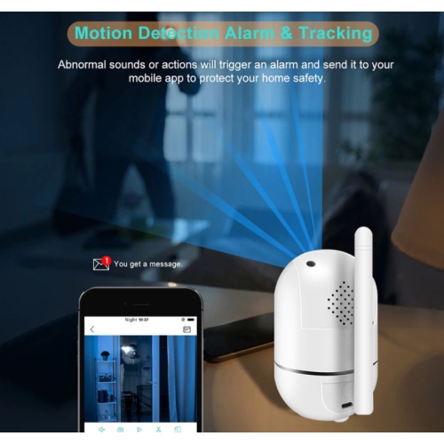 Tedi WiFi Security Home Camera 1080P FULL HD Videom Two Way Audio Night Vision Home Security Babyphone Camera Home Security -White