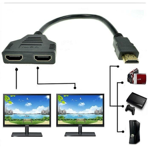 HDMI Splitter 1 In 2 Out Cable Adapter Multi Display Duplicator Full HD 1080P