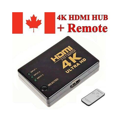 4K HDMI Switch Switcher Selector Splitter 3 Port Hub Box 1080P For HDTV HD