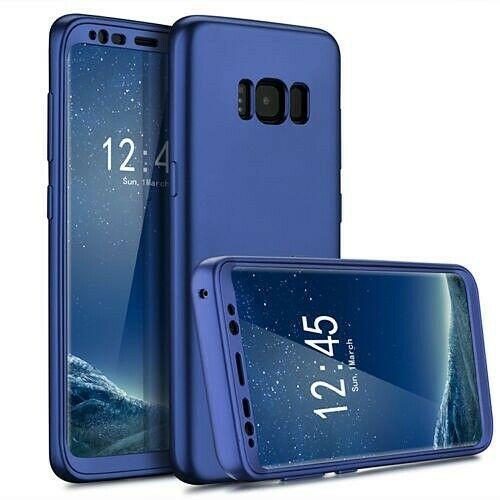 For Samsung Galaxy S7 S8 Plus Case - Ultra Thin 360 Hard Cover + Tempered Glass