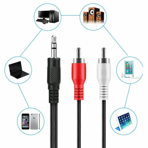 Aux to 3.5mm Adapter Cable Male to 2 RCA Y Audio Jack for iPod MP3 TV Phone DVD