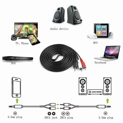 Aux to 3.5mm Adapter Cable Male to 2 RCA Y Audio Jack for iPod MP3 TV Phone DVD