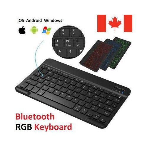 Universal Bluetooth RGB Wireless Keyboard Slim Portable Rechargeable Battery