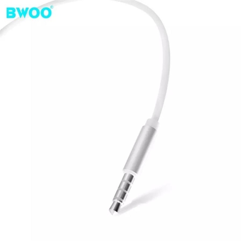 BWOO - Écouteurs Stéréo Intra-Auriculaires, Connecteur 3.5mm, Câble de 1.2M avec Télécommande et Microphone, Blanc