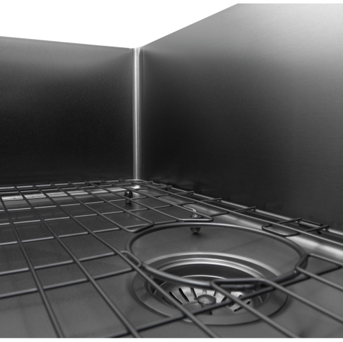 Ancona 32" Single Bowl Undermount Kitchen Sink with Grid and Roll-Up Mat in PVD Gunmetal