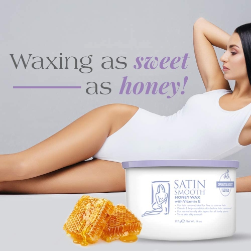 SATIN SMOOTH HONEY W/VITA E WAX 14 OZ - SSW14G