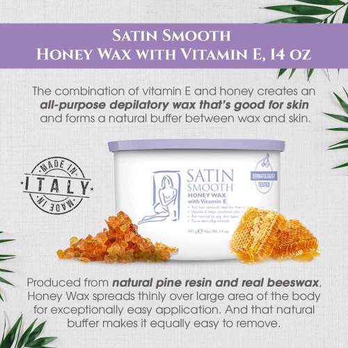SATIN SMOOTH HONEY W/VITA E WAX 14 OZ - SSW14G