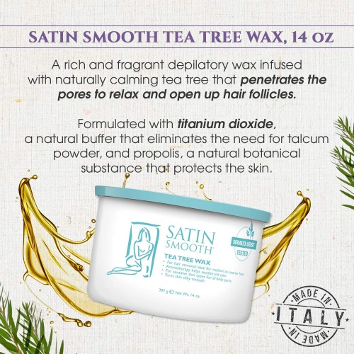 SATIN SMOOTH TEA TREE WAX 14OZ - SSW14TT