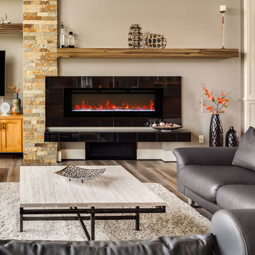 Manteau de cheminée/tablette murale de 60 po en bois d'acacia d'Elements - Lustre naturel