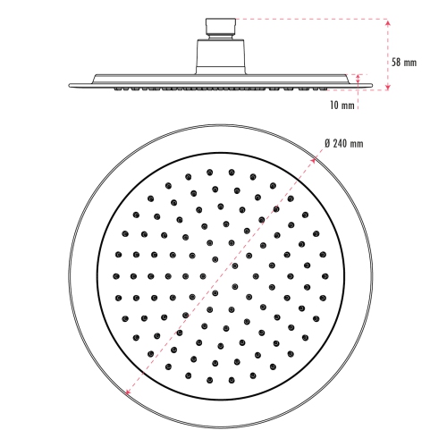 Akuaplus® Round Shower Head - 9.5-in - Chrome
