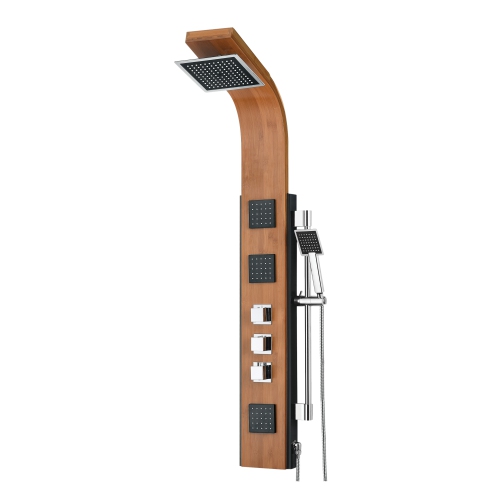 Akuaplus® Aria Shower Panel - Matte Black/Bamboo