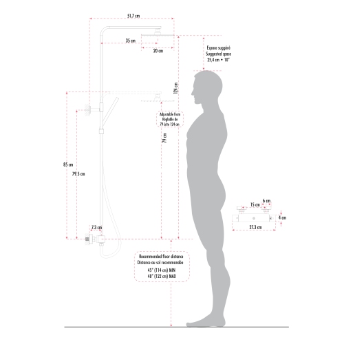 Akuaplus® Irene 2 Shower Column with Hand Shower - matte black