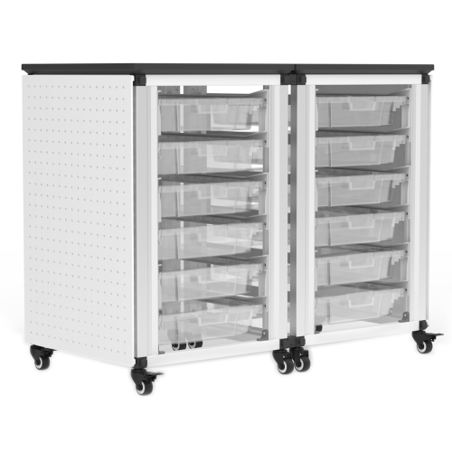 Offex Modular Classroom Mobile Storage Cabinet - 2 Side-By-Side Modules with 12 Small Bins