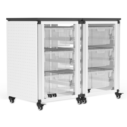 Offex Modular Classroom Mobile Storage Cabinet - 2 Side-By-Side Modules with 6 Large Bins