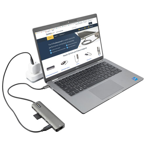 Concentrateur USB-C 7-en-1 avec Power Delivery de StarTech - Noir/Gris spatial
