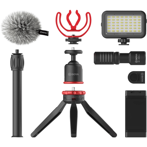 BOYA BY-VG350 Ultimate Smartphone Vlogger Kit with Mini Tripod, Extension Tube, LED Light