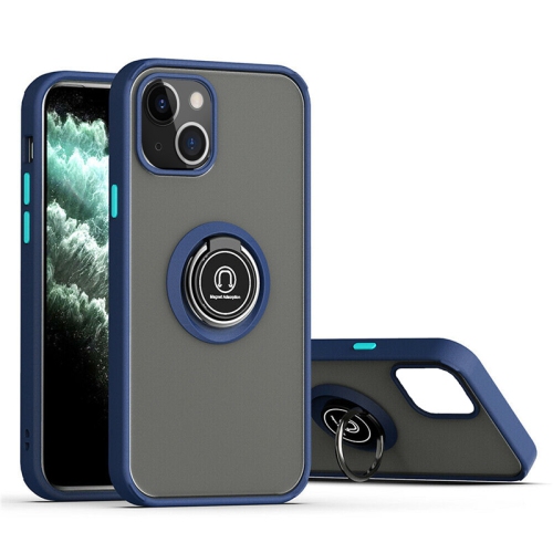 【CSmart】 Anti-Drop Rubberized Hybrid Magnetic Armor Case with Ring Holder for iPhone 13 Mini, Navy