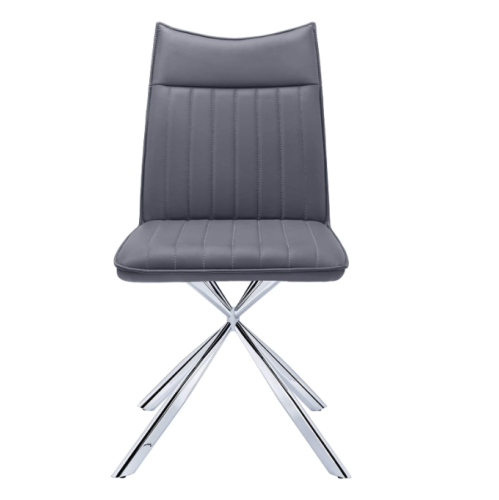 Dining Chair, 2-pack with Chrome Legs, Grey