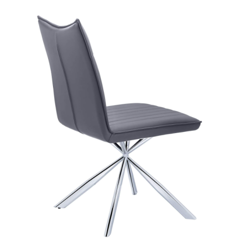 Dining Chair, 2-pack with Chrome Legs, Grey