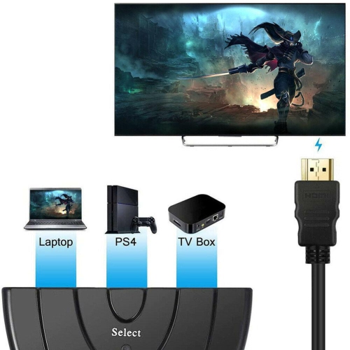 3 Port HDMI-compatible HUB Switch 1080P HD 3 in 1 out Video Audio Splitter