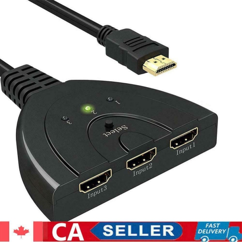 3 Port HDMI-compatible HUB Switch 1080P HD 3 in 1 out Video Audio Splitter