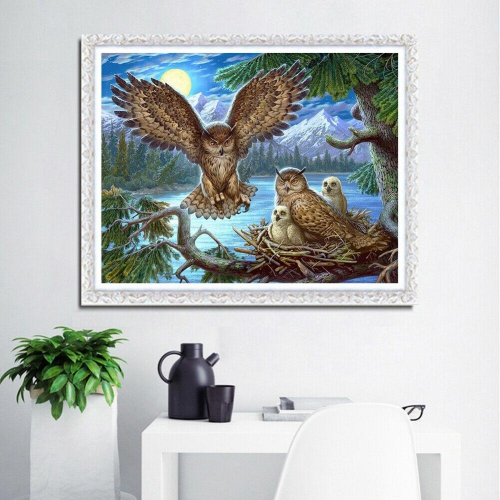 5D DIY Full Drill Diamond Painting Bird Family Cross Stitch Embroidery Set