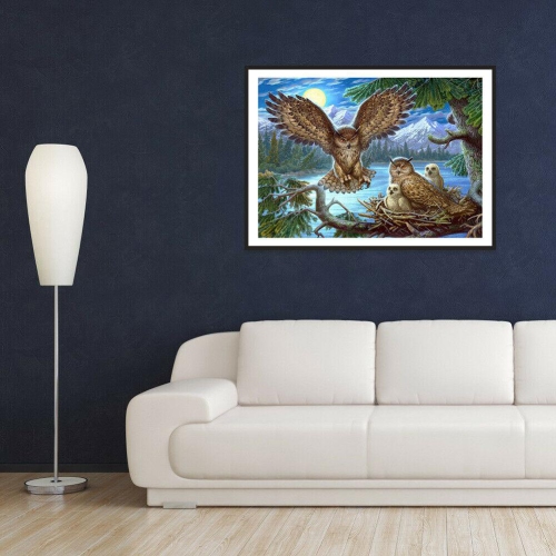 5D DIY Full Drill Diamond Painting Bird Family Cross Stitch Embroidery Set