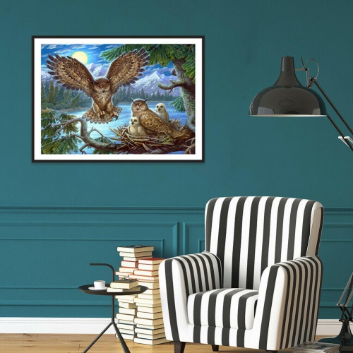 5D DIY Full Drill Diamond Painting Bird Family Cross Stitch Embroidery Set