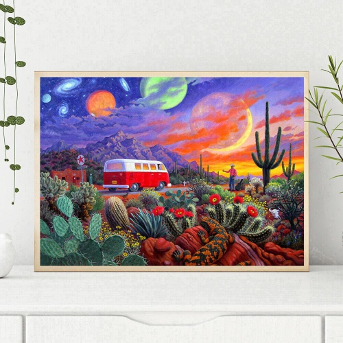 5D DIY Diamond Painting Car Plants Full Round Drill Mosaic Drawing Wall Art