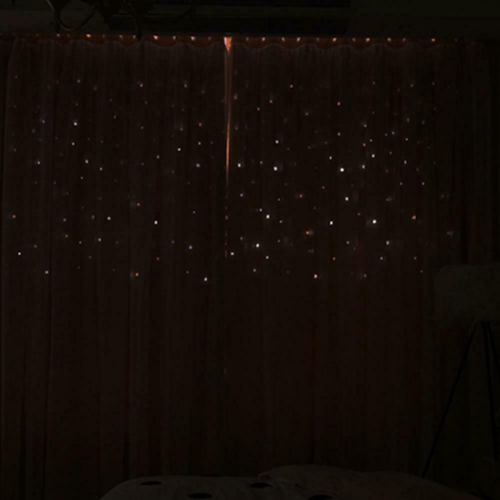 2pcs Hollowed Star Shading Window Curtain Drapes Purdah for Home(Ivory)