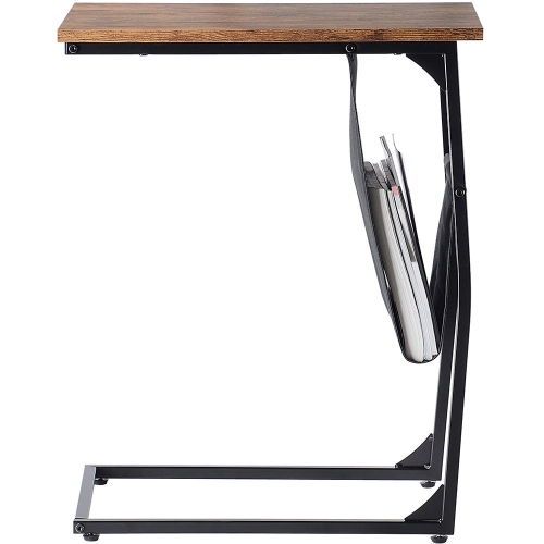 Table d'appoint de canapé en forme de C, table basse de bout avec porte-revues en tissu et pochette d'appoint pour la chambre à coucher du salon