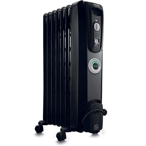Oil-Filled Radiator Space Heater, Quiet 1500W, Adjustable Thermostat, 3 Heat Settings, Energy Saving, Safety Features, Black, Comfort Temp