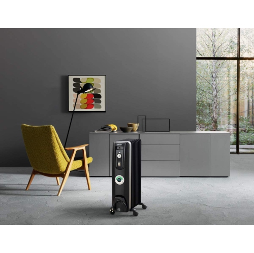 Oil-Filled Radiator Space Heater, Quiet 1500W, Adjustable Thermostat, 3 Heat Settings, Energy Saving, Safety Features, Black, Comfort Temp