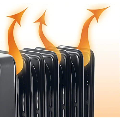 Oil-Filled Radiator Space Heater, Quiet 1500W, Adjustable Thermostat, 3 Heat Settings, Energy Saving, Safety Features, Black, Comfort Temp