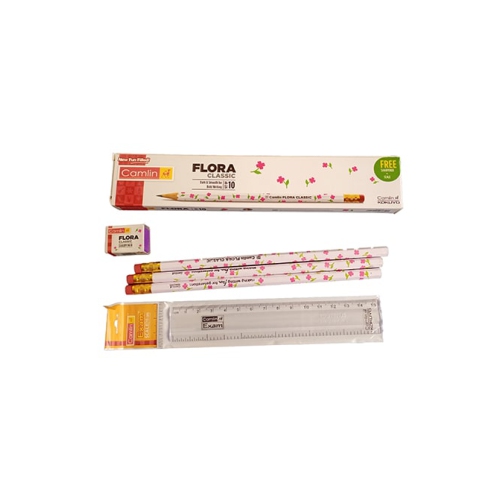 ISTAR Wood Cased Graphite School Pencils, Pack of 10, Bulk, Pre-Sharpened with Ruler and Sharpener, Office Supplies For Exams, School, Office,