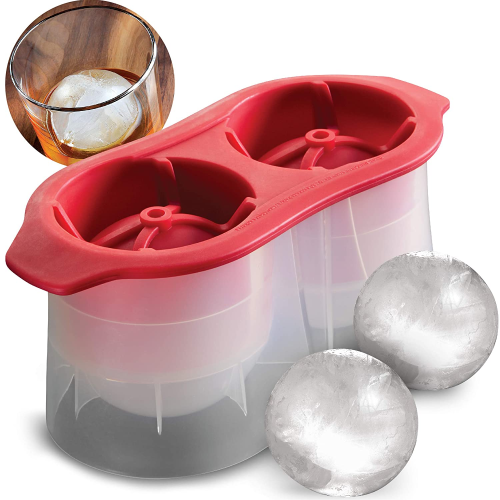 ISTAR Round Ice Cube Mold, Double 2.5 Inches Large Ice Balls Maker with Lid Silicone Ice Sphere Tray Suitable for Cocktails, Whiskey, Drink