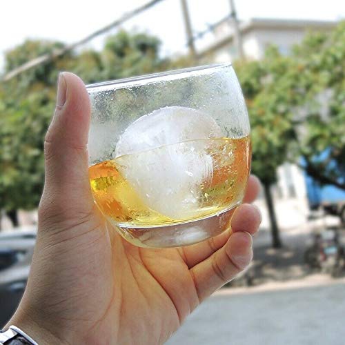 ISTAR Round Ice Cube Mold, Double 2.5 Inches Large Ice Balls Maker with Lid Silicone Ice Sphere Tray Suitable for Cocktails, Whiskey, Drink