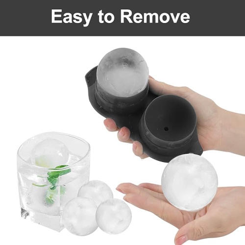 ISTAR Round Ice Cube Mold, Double 2.5 Inches Large Ice Balls Maker with Lid Silicone Ice Sphere Tray Suitable for Cocktails, Whiskey, Drink