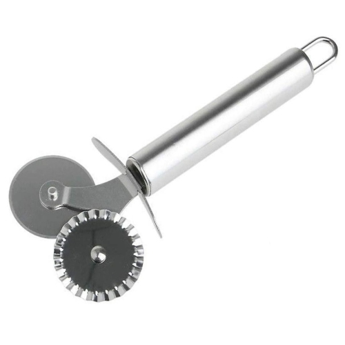 ISTAR 2 in 1 Stainless Steel Dual Wheel Pastry Pizza Ravioli Cutter, Ergonomic Design with Safety Guard, modern Designed Pastry Wheel Cutters