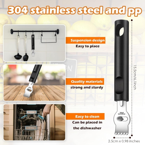 ISTAR Stainless Steel Lemon Grater Zester, Orange Citrus Peeler with Channel Knife