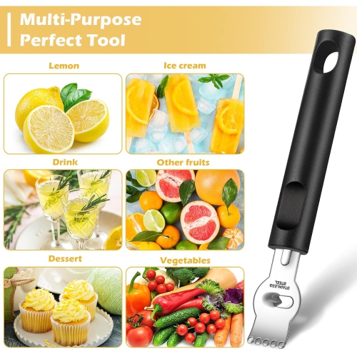 ISTAR Stainless Steel Lemon Grater Zester, Orange Citrus Peeler with Channel Knife