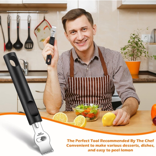 ISTAR Stainless Steel Lemon Grater Zester, Orange Citrus Peeler with Channel Knife