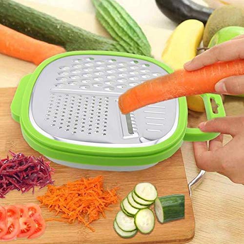 ISTAR 3 in 1 Stainless Steel Multicolour Blades Vegetables and Fruits Grater Slicer Peeler Kitchen Tool with Container Box