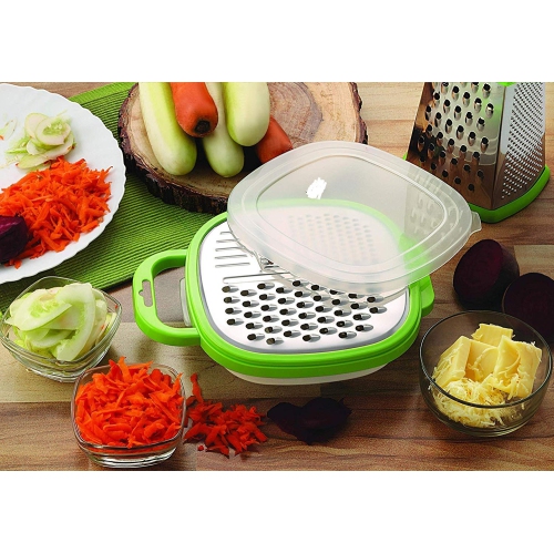 ISTAR 3 in 1 Stainless Steel Multicolour Blades Vegetables and Fruits Grater Slicer Peeler Kitchen Tool with Container Box