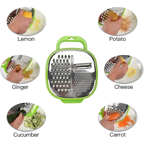 ISTAR 3 in 1 Stainless Steel Multicolour Blades Vegetables and Fruits Grater Slicer Peeler Kitchen Tool with Container Box