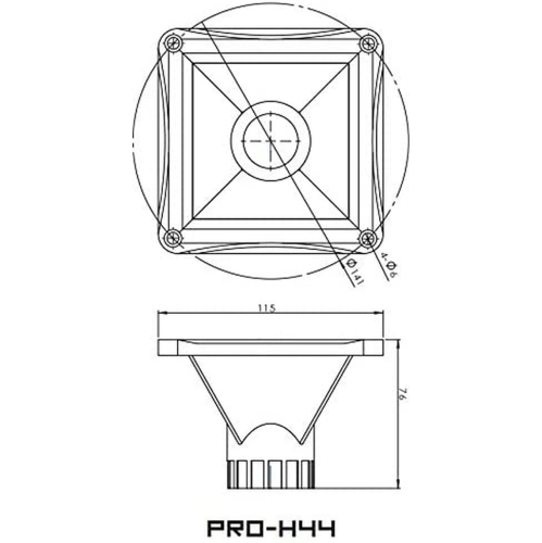 Haut-parleur d’aigus à pavillon universel carré noir DS18 PRO-H44 installation facile par torsion